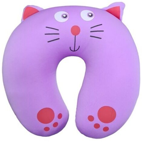 COUSSIN DE NUQUE ANTI-STRESS POUR VOYAGE, VOITURE, AVION, ANIMAUX DOMESTIQUES, CHAT, MICROSPHÈRES, VIOLET