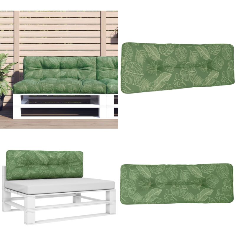 Coussin de palette à motif de feuilles 120x40x12 cm Tissu - Coussin Exterieur - Coussin Patio - Coussin Jardin - Coussin Design - Coussin Décoratif