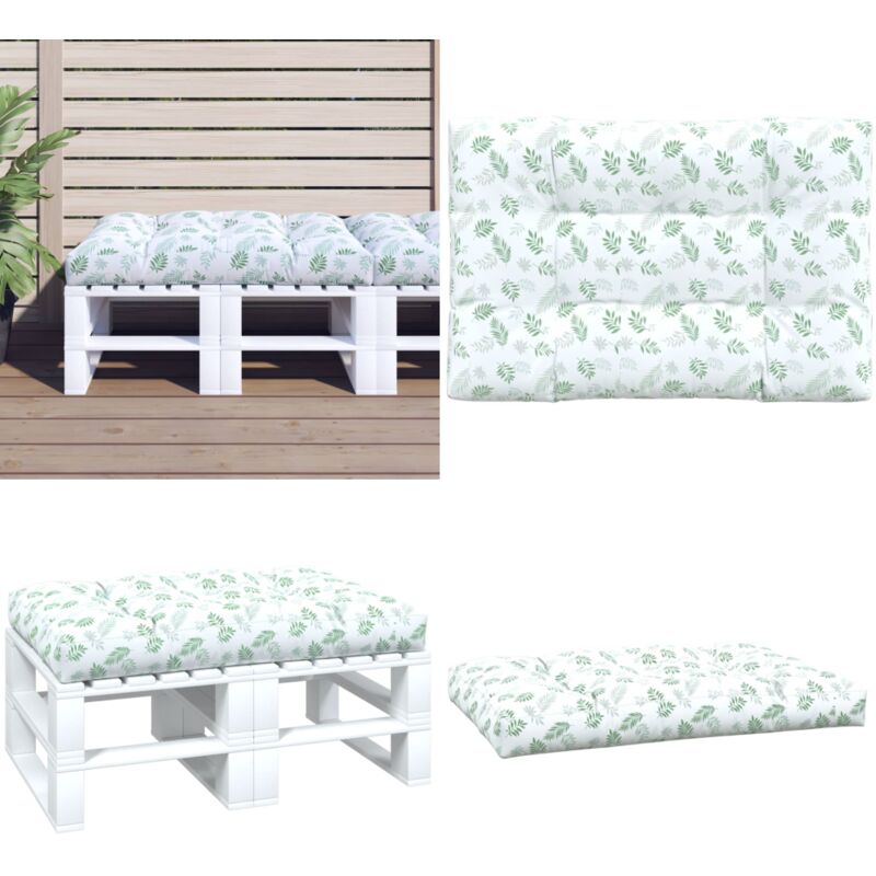 Coussin de palette à motif de feuilles 120x80x12 cm Tissu - Coussin Exterieur - Coussin Patio - Coussin Jardin - Coussin Design - Coussin Décoratif