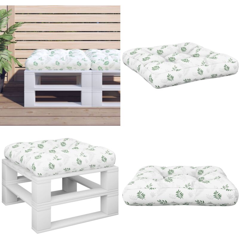 Coussin de palette à motif de feuilles 58x58x10 cm tissu oxford - Coussin Exterieur - Coussin Patio - Coussin Jardin - Coussin Design - Coussin