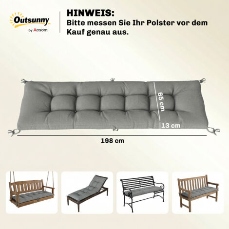 Coussin de palette amovible avec sangles de fixation, compatible avec la plupart des chaises longues, 198 x 65 x 13 cm, gris clair