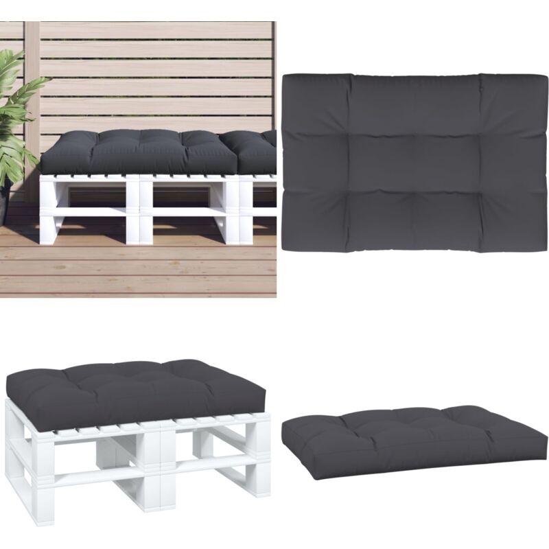Coussin de palette anthracite 120x80x12 cm tissu - Coussin Exterieur - Coussin Patio - Coussin Jardin - Coussin Design - Coussin Confortable - Home &
