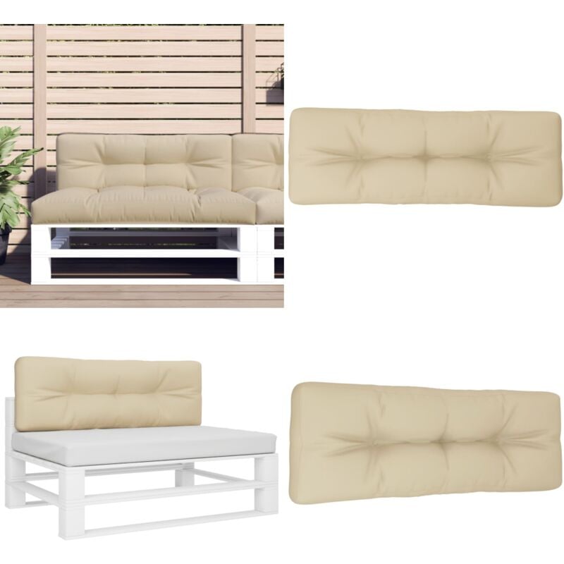 Coussin de palette beige 120x40x12 cm tissu - Coussin Exterieur - Coussin Terrasse - Coussin Jardin - Coussin Design - Coussin Beige - Home & Living