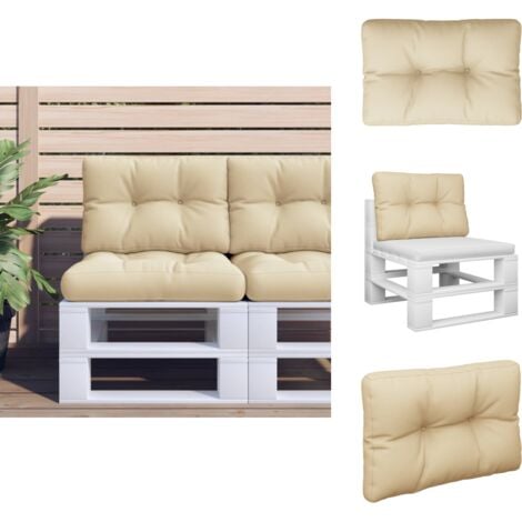 Coussin de palette beige 50x40x12 cm tissu - Coussin Exterieur - Coussin Jardin - Coussin Terrasse - Coussin Design - Coussin Beige
