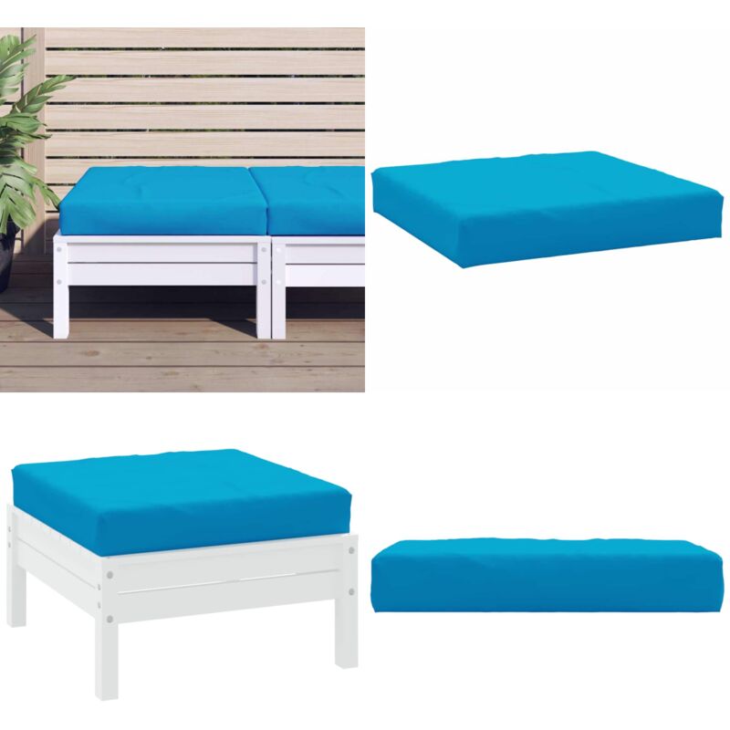 Coussin de palette bleu clair 60x60x8 cm tissu oxford - Coussin Exterieur - Coussin Patio - Coussin Jardin - Coussin Design - Coussin Confortable