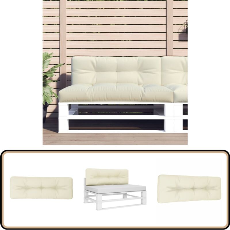 Coussin de palette crème 120x40x12 cm tissu - Coussin De Terrasse - Coussin Exterieur - Coussin Décoratif - Coussin Design - Coussin Confortable