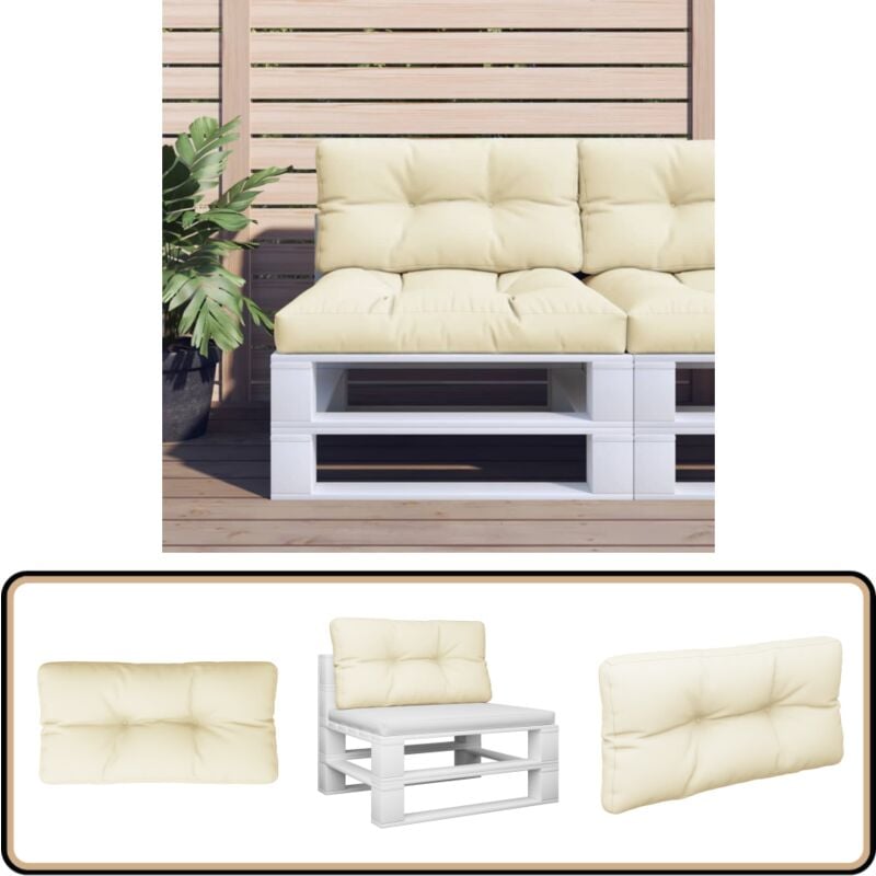 Vidaxl - Coussin de palette crème 70x40x12 cm tissu - Coussin Exterieur - Coussin Décoratif - Coussin Jardin - Coussin Terrasse - Coussin Salle à