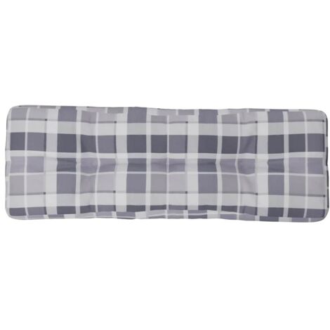 Coussin de palette motif à carreaux gris 120x40x12 cm tissu