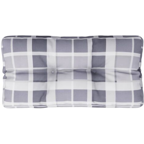 Coussin de palette motif à carreaux gris 70x40x12 cm tissu
