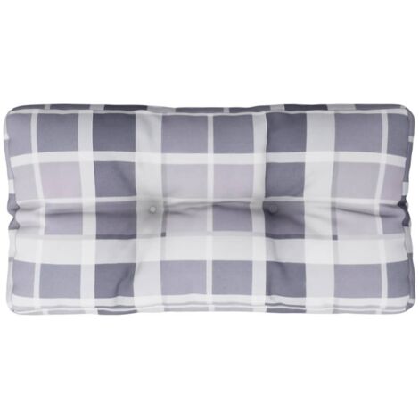Coussin de palette motif à carreaux gris 80x40x12 cm tissu
