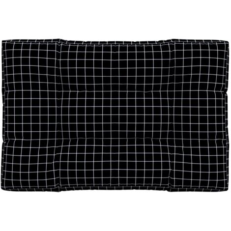Coussin de palette motif à carreaux noir 120x80x12 cm tissu