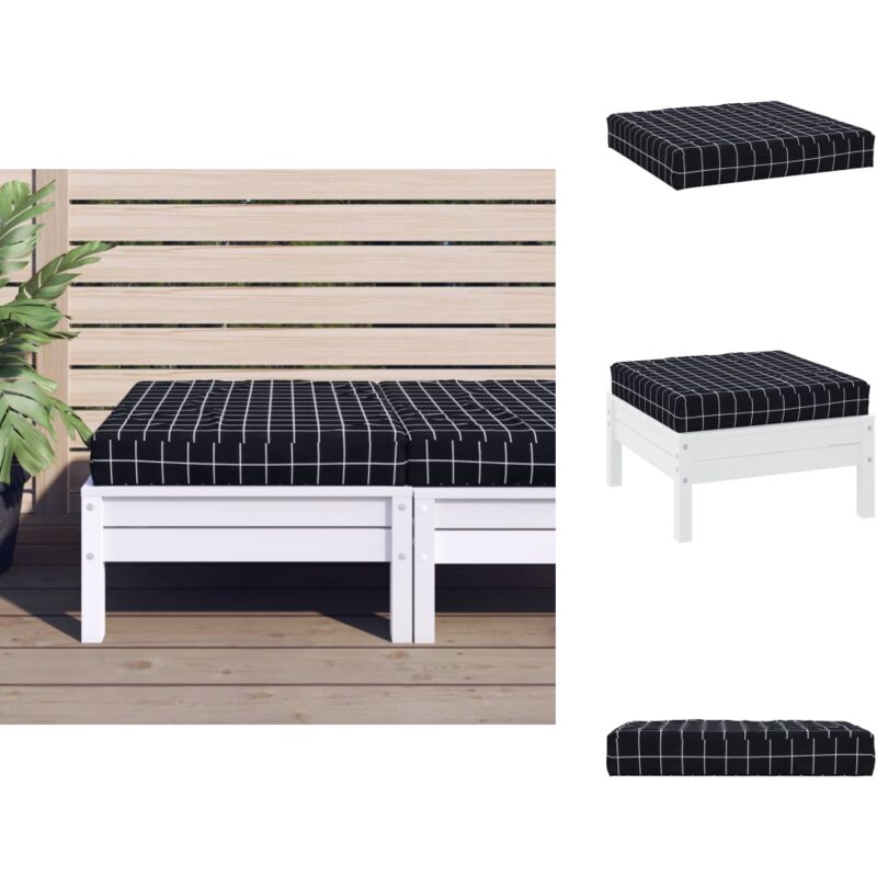 Coussin de palette motif à carreaux noir 60x60x8 cm - Coussin Exterieur - Coussin Patio - Coussin Design - Coussin Carreau Noir - Coussin Confortable