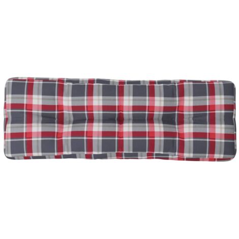 Coussin de palette motif à carreaux rouge 120x40x12 cm tissu