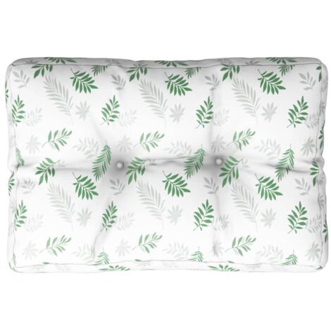 Coussin de palette motif de feuilles 50x40x12 cm tissu