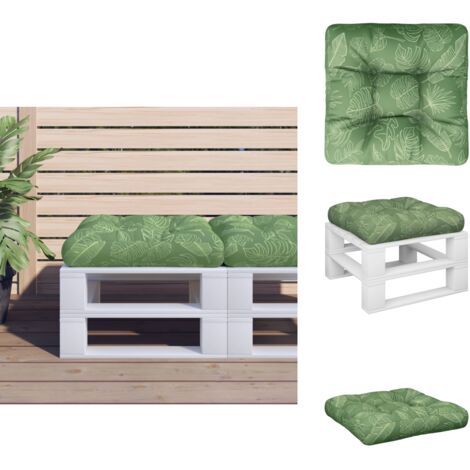 Coussin de palette motif de feuilles 50x50x12 cm tissu - Coussin Exterieur - Coussin Patio - Coussin Jardin - Coussin Design - Coussin Décoratif