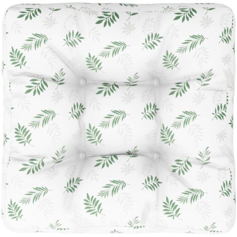Coussin de palette motif de feuilles 60x60x12 cm tissu