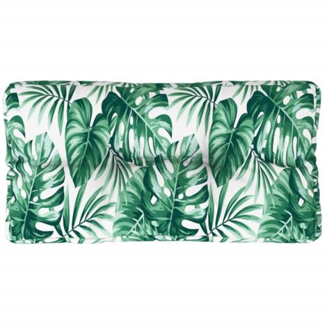 Coussin de palette motif de feuilles 70x40x12 cm tissu