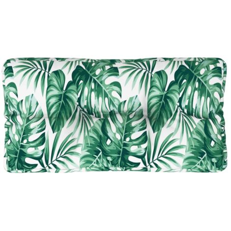 Coussin de palette motif de feuilles 80x40x12 cm tissu