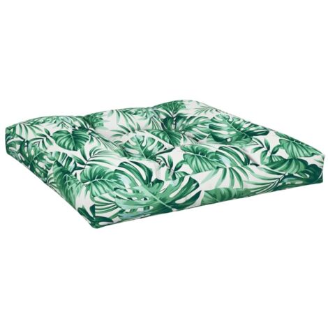 Coussin de palette motif de feuilles 80x80x12 cm tissu