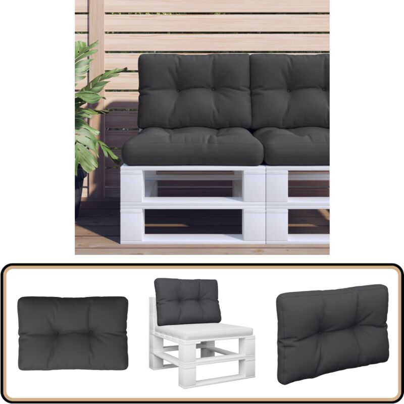 Vidaxl - Coussin de palette noir 50x40x12 cm tissu - Coussin Exterieur - Coussin Jardin - Coussin Terrasse - Coussin Design - Coussin Confortable