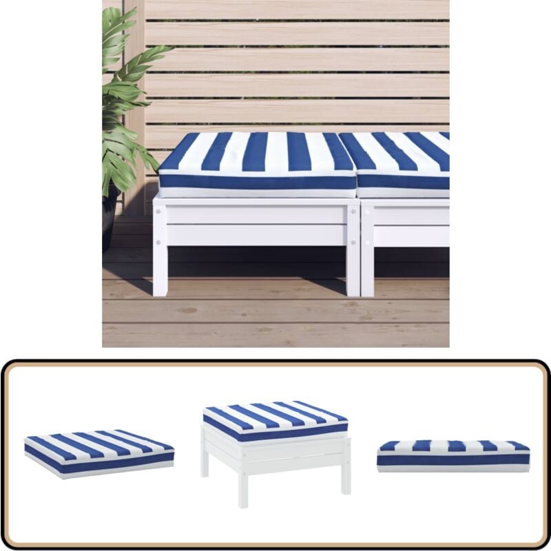 Vidaxl - Coussin de palette rayure bleue/blanche 60x60x8 cm tissu - Coussin Exterieur - Coussin Patio - Coussin Bleu - Coussin Décoratif - Coussin
