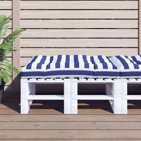 Coussin de palette rayures Coussin Déco confort bleues et blanches 120x80x12cm tissu 85391