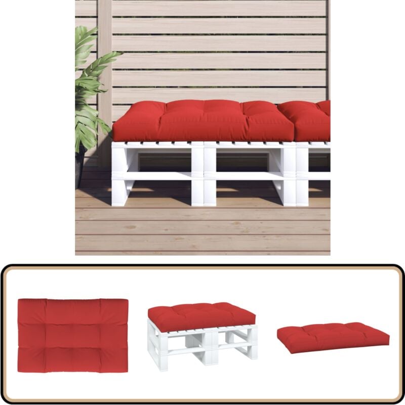 Vidaxl - Coussin de palette rouge 120x80x12 cm tissu - Coussin Exterieur - Coussin Patio - Coussin Jardin - Coussin Chaise Longue - Coussin Décoratif