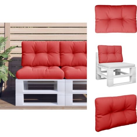 Coussin de palette rouge 50x40x12 cm tissu - Coussin Exterieur - Coussin Décoratif - Coussin Jardin - Coussin Terrasse - Coussin Pliable