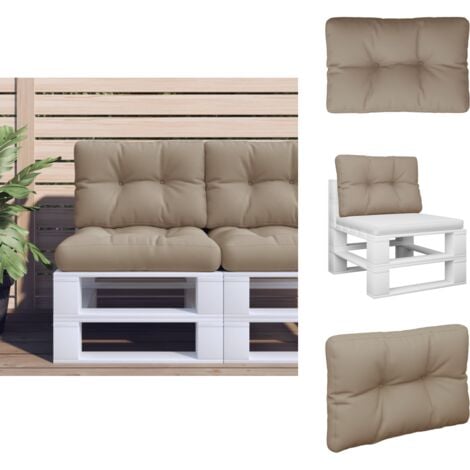 Coussin de palette taupe 50x40x12 cm tissu - Coussin Exterieur - Coussin Terrasse - Coussin Jardin - Coussin Design - Coussin Confortables