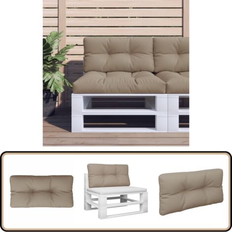 Coussin de palette taupe 70x40x12 cm tissu - Coussin Exterieur - Coussin Terrasse - Coussin Jardin - Coussin Design - Coussin Confortables
