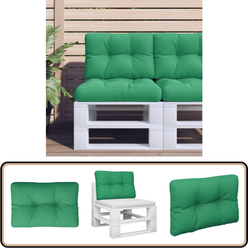 Coussin de palette vert 60x40x12 cm tissu - Coussin Exterieur - Coussin Jardin - Coussin Terrasse - Coussin Design - Coussin Confortable