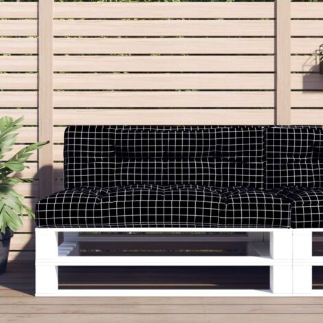Coussin de palette，Coussin d’Assise，Dossier motif à carreaux noir 120x40x12 cm tissu VDVM125329
