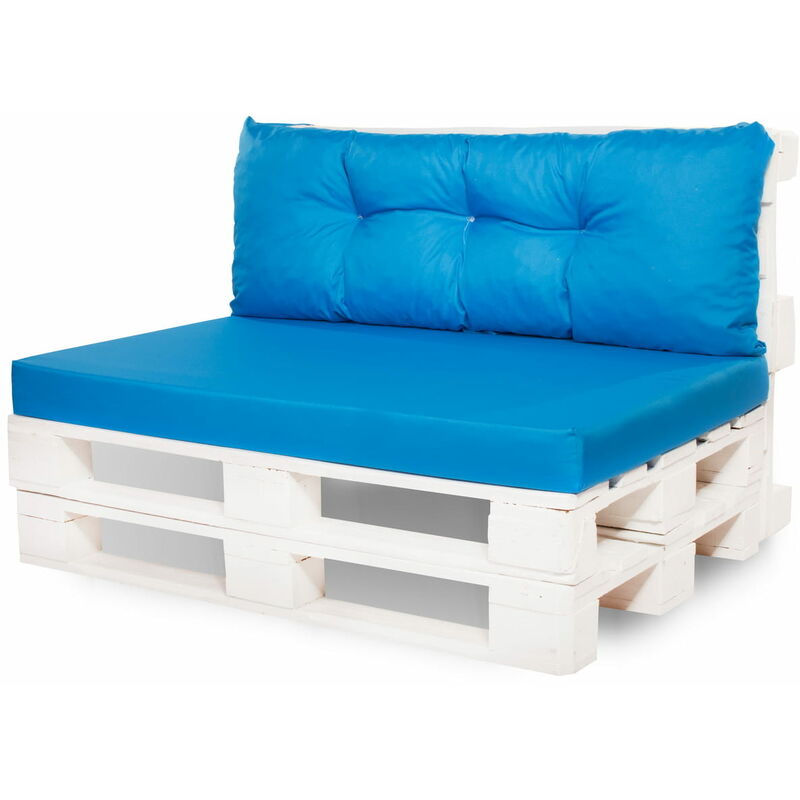 Setgarden - Coussin de palettes, Jeu de coussins de jardin 120x80 et Dossier 120x50cm Bleu / Coussin pour palettes europe extérieures