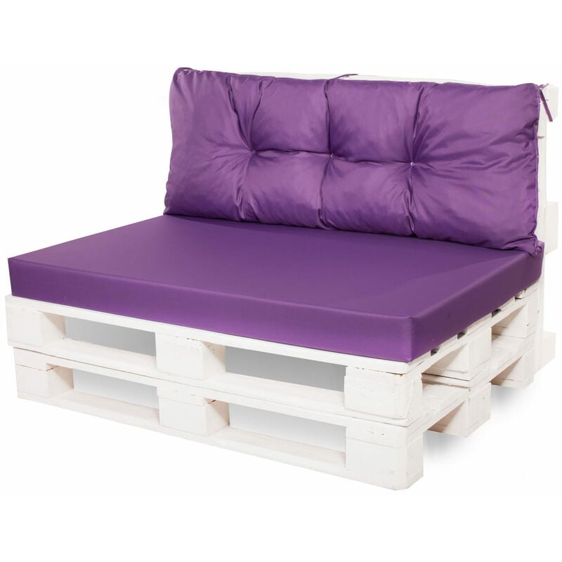 Setgarden - Coussin de palettes, Jeu de coussins de jardin 120x80 et Dossier 120x50cm Violet / Coussin pour palettes europe extérieures