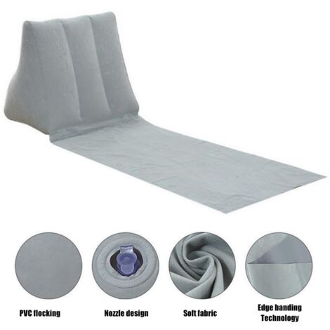 Coussin de plage triangulaire en peluche PVC, siège gonflable portable pour camping et extérieur, couleur bleu marine