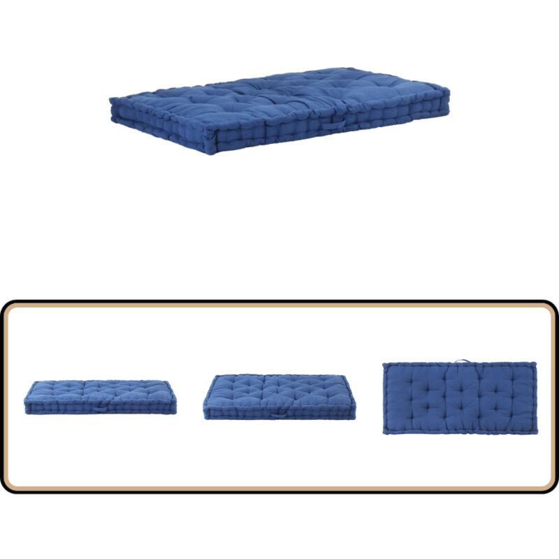 Coussin de plancher de palette Coton 120x80x10 cm Bleu clair - Coussin De Canapé - Coussin Palette - Coussin Intérieur - Décoration Intérieure