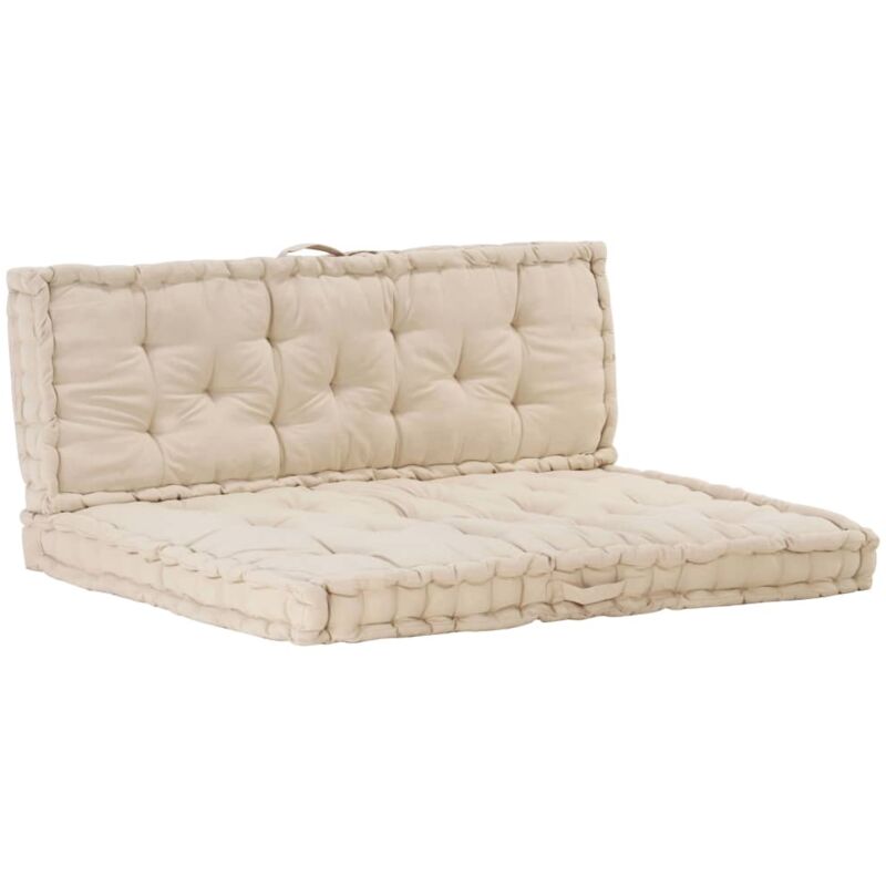 Vidaxl - Coussins de plancher de palette 2 pcs Coton Beige