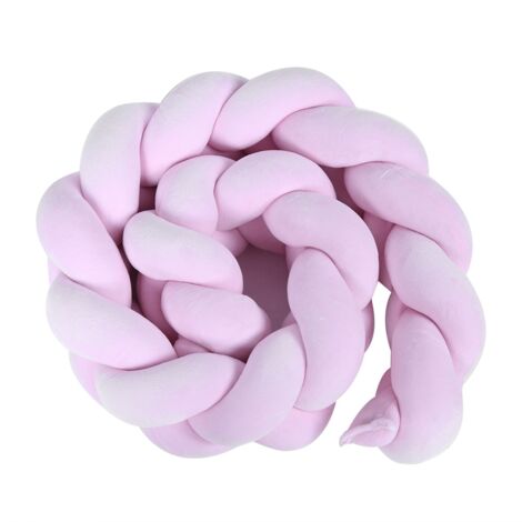 Coussin de protection pour lit bébé 1,5m, en forme de serpent tressé doux, couleur rose