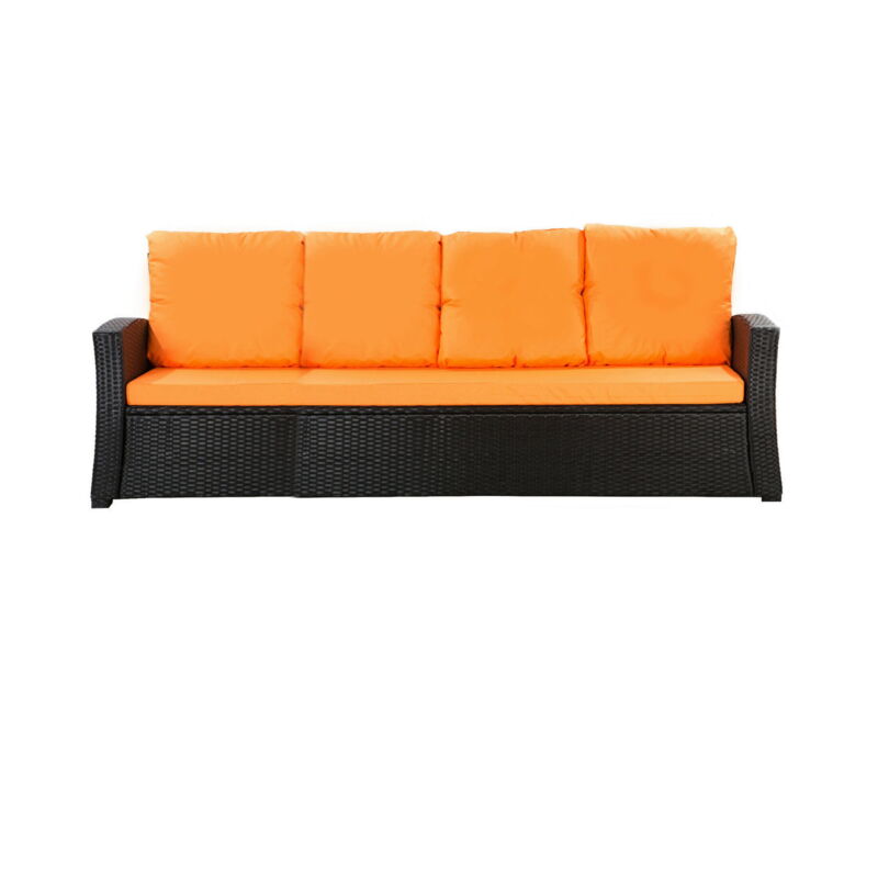 Setgarden - Coussins de canapé de jardin en résine tressée 168x50x7+356x50cm Set de coussins 3 places Lot de coussins de jardin coussins d'extérieur