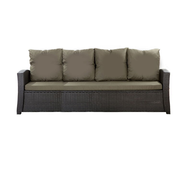 Setgarden - Coussins de canapé de jardin en résine tressée 168x50x7+356x50cm Set de coussins 3 places Lot de coussins de jardin coussins d'extérieur