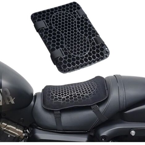 Coussin de selle de moto, coussin de siège en gel pour moto, coussin de siège universel respirant pour moto, absorbant les chocs et antidérapant pour les longs trajets.