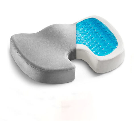 Coussin de siège amélioré en gel - Gel orthopédique antidérapant et mousse à mémoire Coccyx Pain Coccyx Pad Gris