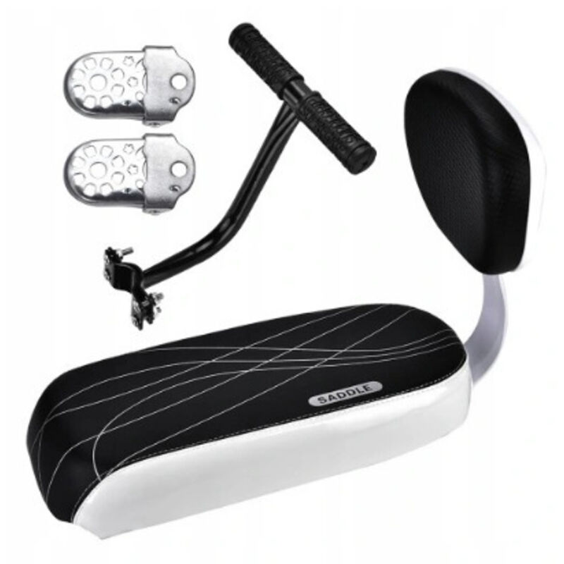Coussin de Siège Arrière de Vélo avec Dossier, pu Transport à Vélo Coussin de Siège, Universel Siège de Sécurité Vélo Enfant, Repose Pied Velo,