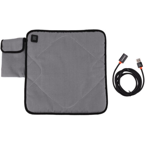 Coussin de Siège Chauffant USB Portable - Température Réglable pour Pêche, Camping, Voiture - Gris Clair