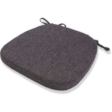 Coussin de siège coussin de chaise lavable avec attache 43 41cm coussin de siège antidérapant adapté pour chaise de jardin, chaise de salle à manger ou chaise de bureau (anthracite)