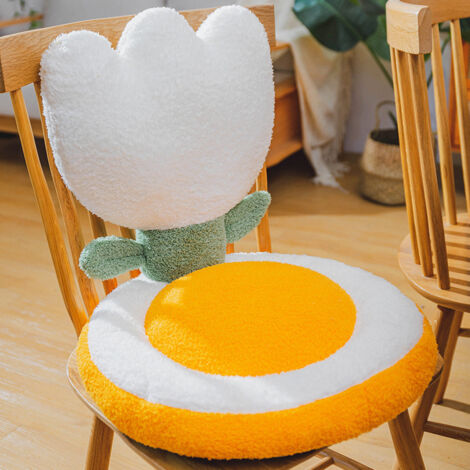 Coussin de siège de bureau en forme de tulipe, dossier ergonomique, décoration maison, blanc, 40x40x35 cm
