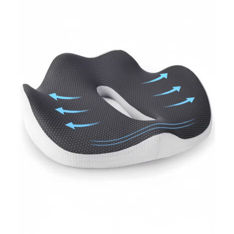 Coussin de siège de bureau en mousse à mémoire de forme, conception 3D pour soulager la pression, les douleurs dorsales, la sciatique, les douleurs lombaires et vertébrales, et les hémorroïdes.
