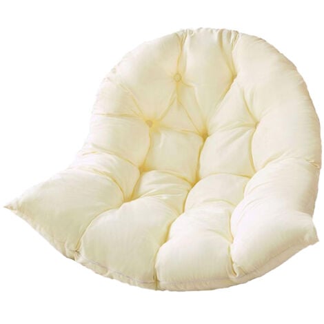 Coussin de siège de chaise à bascule de jardin lavable, housse de siège de chaise suspendue intérieure et extérieure beige blanche（N'inclut pas le berceau）