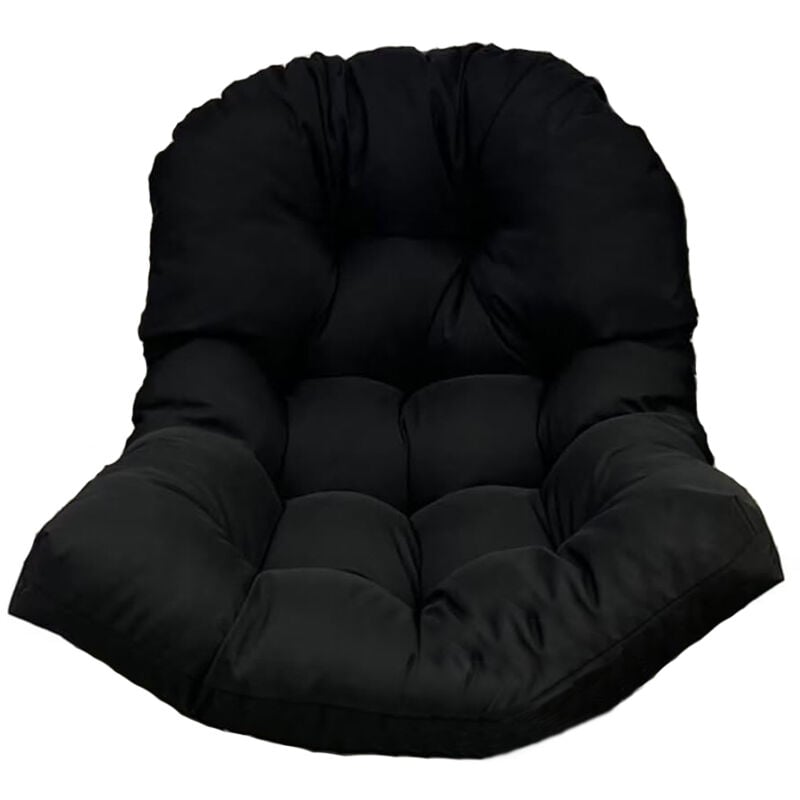 Coussin de siège de chaise à bascule de jardin lavable, housse de siège de chaise suspendue intérieure et extérieure noir(N'inclut pas le berceau)