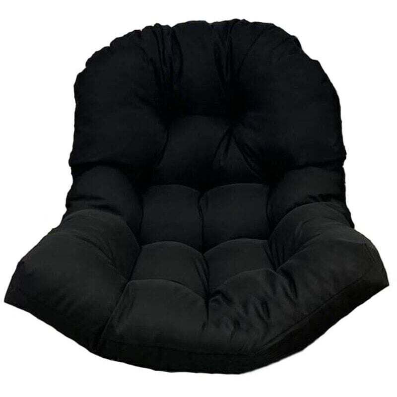 Coussin de siège de chaise à bascule de jardin lavable, housse de siège de chaise suspendue intérieure et extérieure noir（N'inclut pas le berceau）